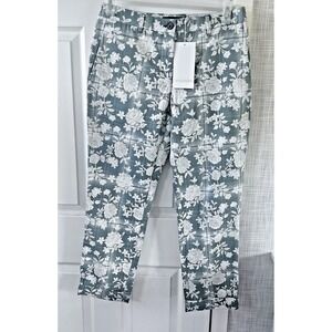 Wildfang The Essential Trouser Size 6 Green Floral Plaid Pants Cuff New BBB